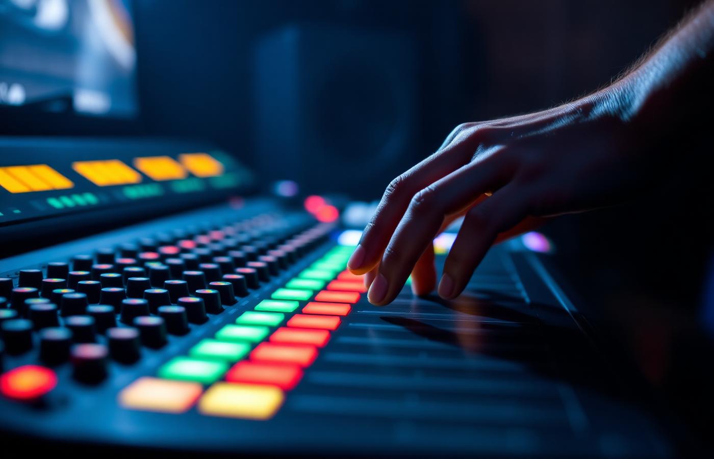 Engineer operating a professional audio mixing console